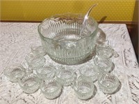 Indiana Glass Royal Drape Punch Bowl Set