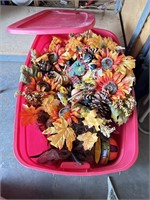 Large tub filled with fall decor