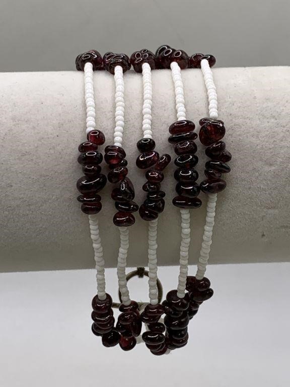 GARNET STONE BEADED BRACELET