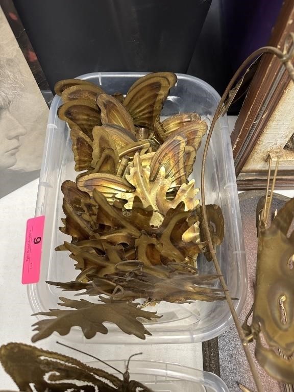 BIN OF MID CENTURY BRASS BUTTERFLY WALL DECOR