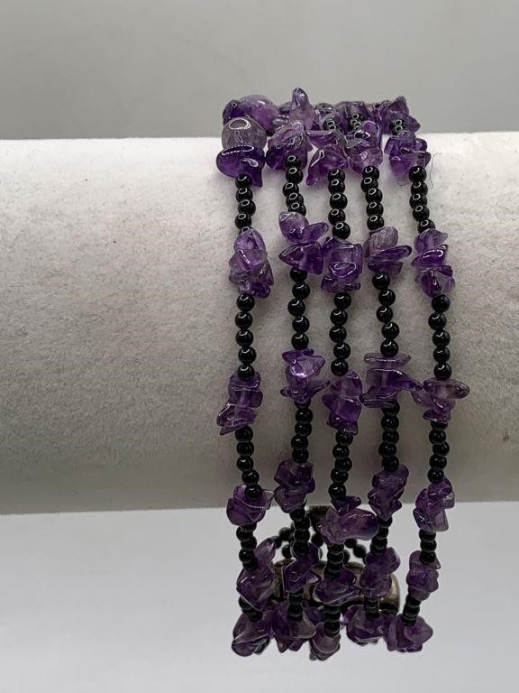 AMETHYST STONE BEADED BRACELET