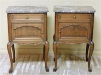 Louis XV Style Marble Top Side Cabinets.