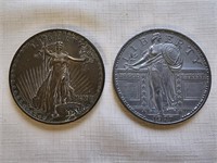 2 Vintage Large Novelty Coin Medallions