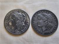 2 Vintage Large Novelty Morgan Dollar Medallions