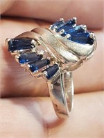 Sterling silver 925 ladies sapphire? ring sz 6.5