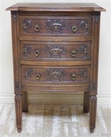 French Normandy Flower Basket Bow Front Oak Chest.