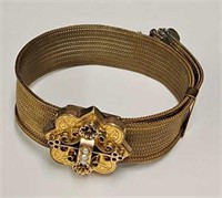 Victorian Gold Filled & Seed Pearl Mesh Bracelet