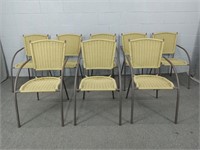 8x The Bid Metal Frame Synthetic Wicker Chairs