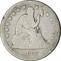 1859-O SEATED LIBERTY QUARTER - GOOD