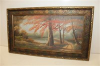 Oil on Board 1930's in period frame "Fall By the