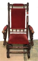 Antique Rocking Chair with Velvet Upholstery