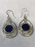 925 Sterling Silver Earings!  Blue/Purple Irridecs