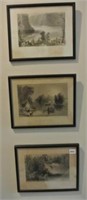 Framed W.H. Bartlett Lithograph Trio