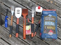 Charcoal, Lighter, Grill Utensils