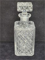 Heavy glass decanter with square stopper