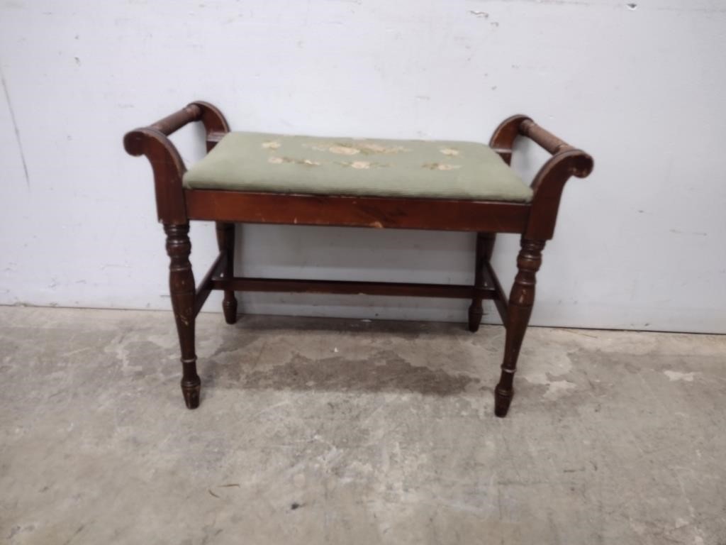 Antique Needlepoint Bench