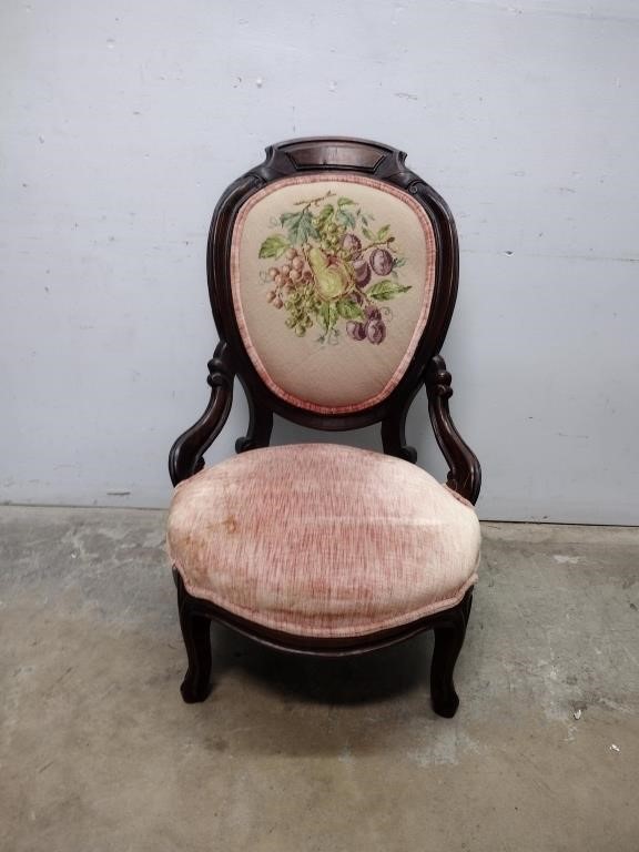 Victorian Carved Needlepoint Parlor Chair