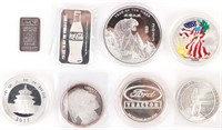 FINE SILVER BULLION COINS & BAR - LOT OF 8