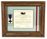 Distinguished Service Cross in Frame with Cert.