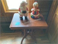 Antique gate leg table with ceramic Santas