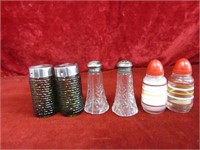 (3)Salt & Pepper sets. Sterling, banded 50's