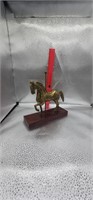 Solid Brass Carousel Horse Figurine Wood Stand