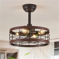 LEDIARY 16.5in Caged Ceiling Fan with Light  Blade