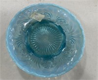 Blue Opalescent Glass Bowl