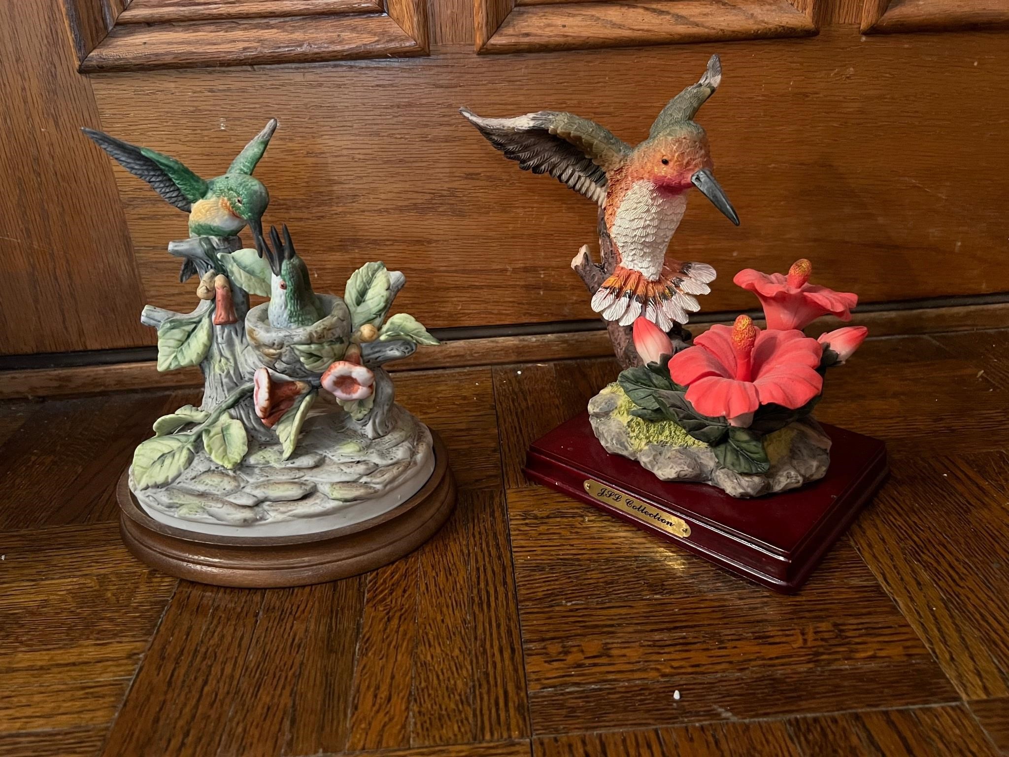 2 HUMMINBIRD FIGURINES