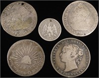 (5) SILVER FOREIGN COINS