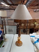 Heavy Marble and Painted Wood Lamp