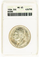 Coin 1936 Boone Comm Half Dollar-ANACS-MS63
