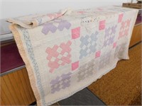 Early X Block quilt 74 x 78 Good condition,