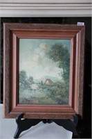 framed landscape oil painting signed