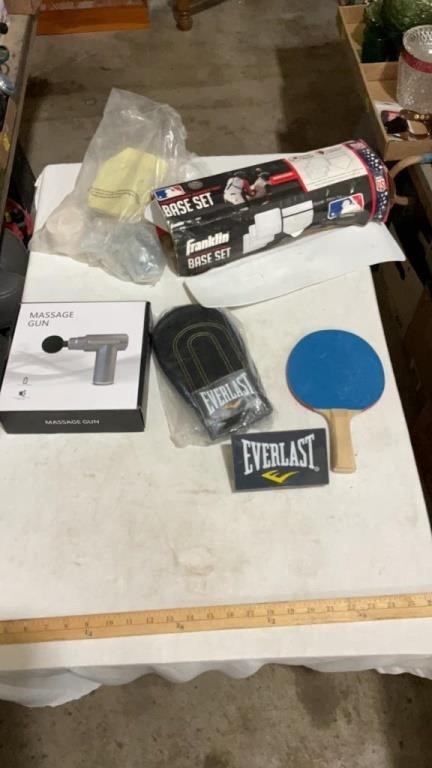 Pong paddle, Massage gun ( untested), everlast