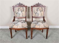 Antique Eastlake Parlor Chairs On Casters
