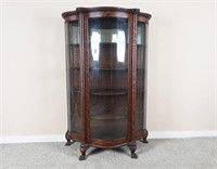 Antique Claw Foot Curved Glass China Hutch