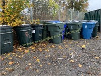 Mixed lot of 95 gallon poly trash cans 
Approx 40