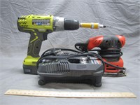 Drill with Battery Charger, and Handheld Sander