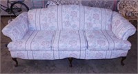 Hillcraft 3 cushion sofa couch w/ Queen Anne legs,