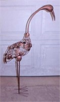 Whimsical metal garden stork, 39" tall -
