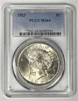 1923 Peace Silver $1 PCGS MS64