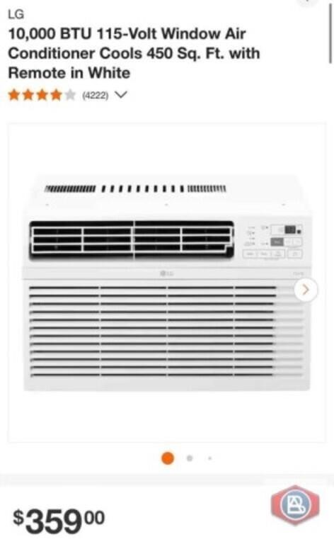 1 pcs; LG 10,000 BTU 115-Volt Window Air