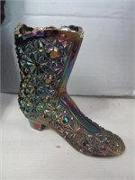 Fenton Iridescent Blue Carnival Glass Lady's Boot