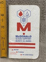 1971 McDonald Stove Company notebook, Quincy, ILL