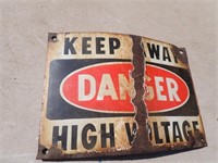 Vintage Glass Insulators + High Voltage Metal Sign