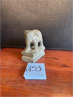 VTG carved stone elephant bookend