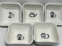 Adorable Kitty Condiment/Dip Bowls 3-Inch Square