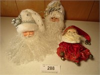 Three Santa Head Ornaments