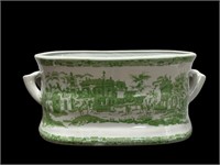 Large Green & White Porcelain Foot Bath